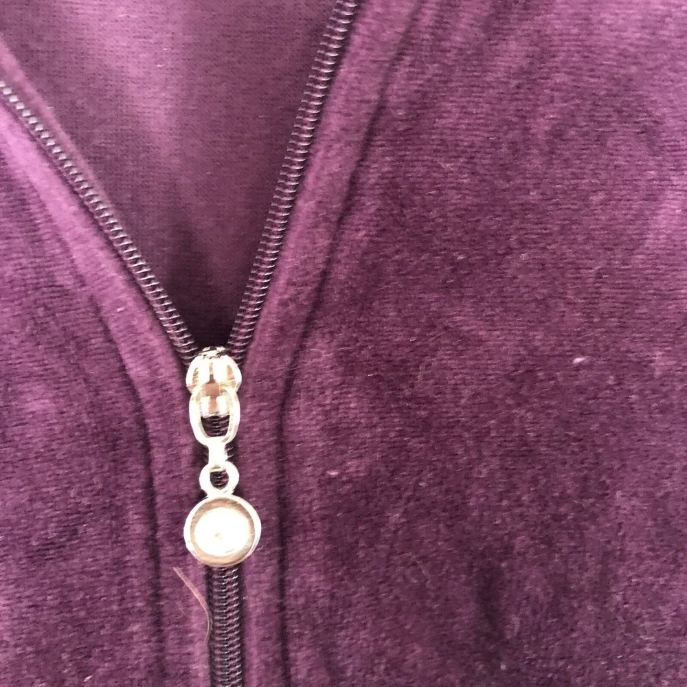 Cappagallo Purple Full Zip Velour Track Jacket Sz M A2361